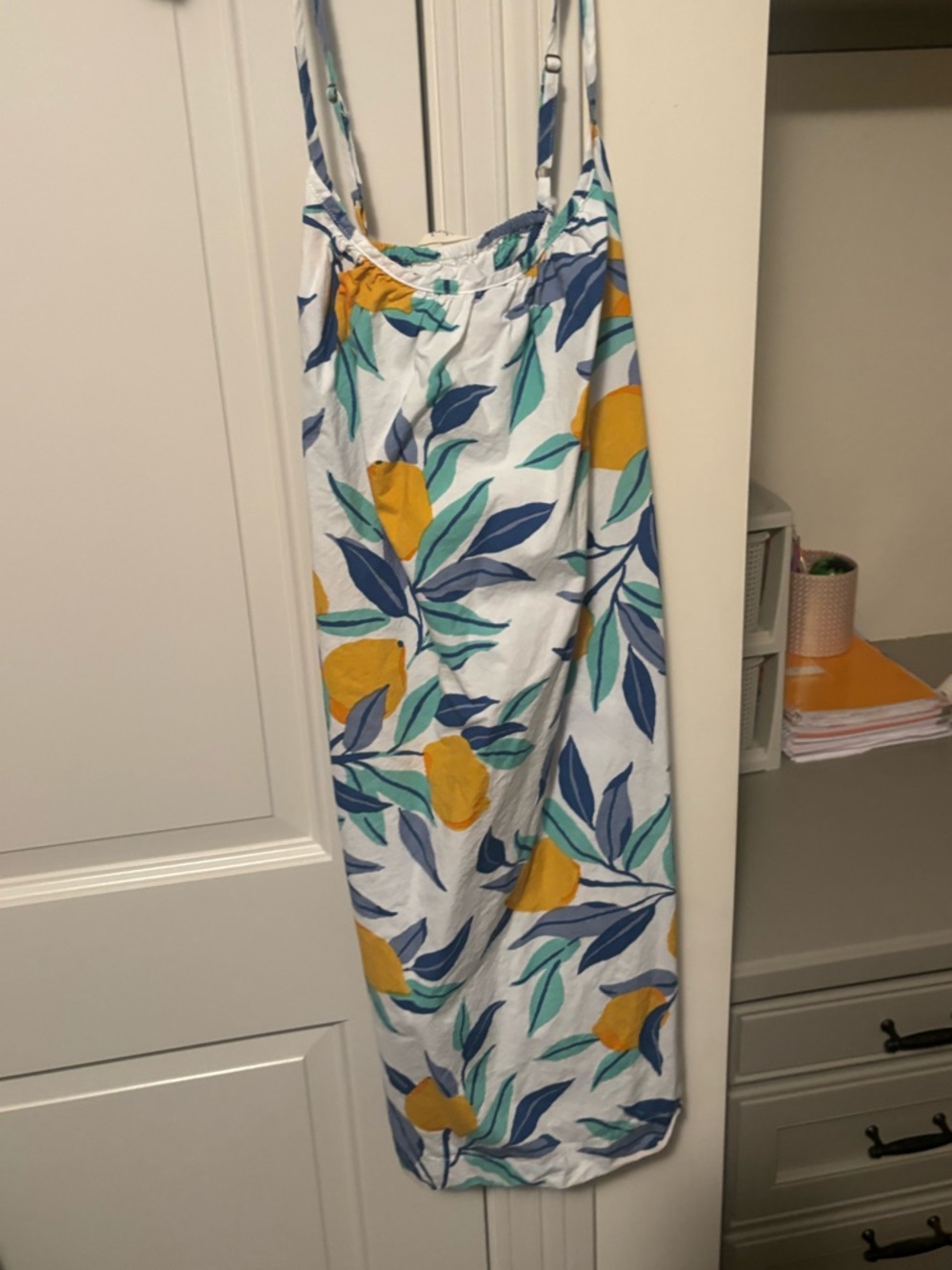 Printfresh White Sundress with Blue, Teal & Yellow Floral Print